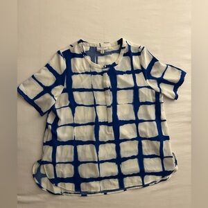 Adam Lippes for Target Blue and White Short Sleeve Blouse Size Medium